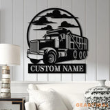 Custom Dump Truck Driver Metal Wall Art with LED Light Personalized Trucker Name Sign 18 Wheeler Home Decor Birthday &