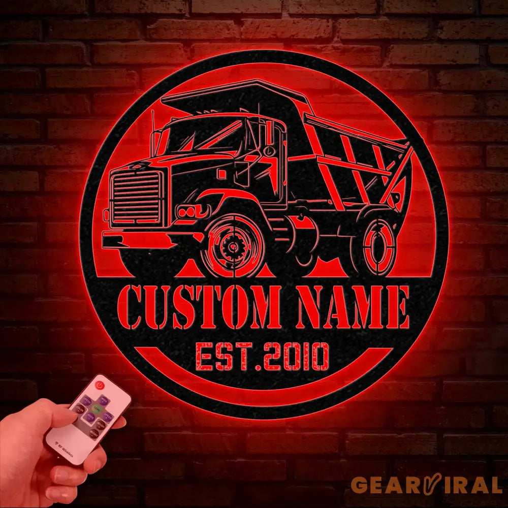 Custom Dump Truck Driver Metal Wall Art with LED Light Personalized Trucker Name Sign 18 Wheeler Home Decor Birthday &