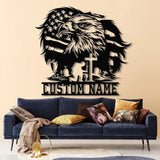 Custom Eagle Kneeling Soldier Metal Wall Art Led Light US Soldier Metal Sign Veteran Name Sign Patriotic Gift Veteran