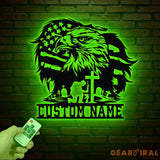 Custom Eagle Kneeling Soldier Metal Wall Art Led Light US Soldier Metal Sign Veteran Name Sign Patriotic Gift Veteran