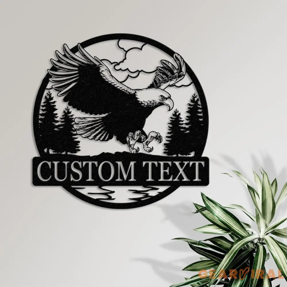 Custom Eagle Metal Wall Art LED Light Custom Outdoor Eagle Monogram Metal Wall Hanging Eagle Home Decor Metal Wall Art
