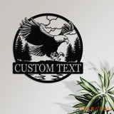 Custom Eagle Metal Wall Art LED Light Custom Outdoor Eagle Monogram Metal Wall Hanging Eagle Home Decor Metal Wall Art