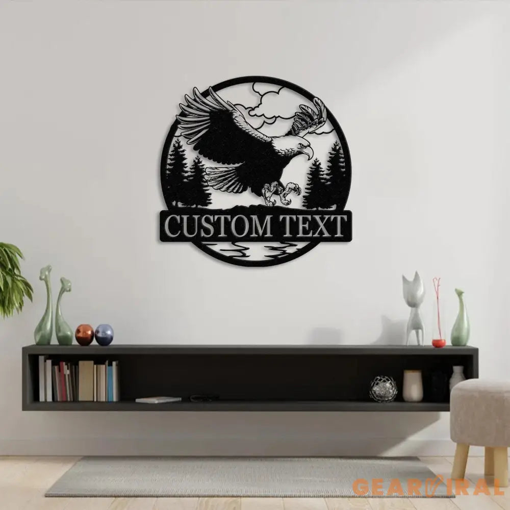 Custom Eagle Metal Wall Art LED Light Custom Outdoor Eagle Monogram Metal Wall Hanging Eagle Home Decor Metal Wall Art