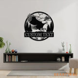 Custom Eagle Metal Wall Art LED Light Custom Outdoor Eagle Monogram Metal Wall Hanging Eagle Home Decor Metal Wall Art