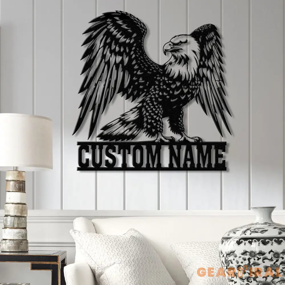 Custom Eagle Metal Wall Art with Lights Personalized American Eagle Sign Patriotic Wall Decor Living Room Decor Unique