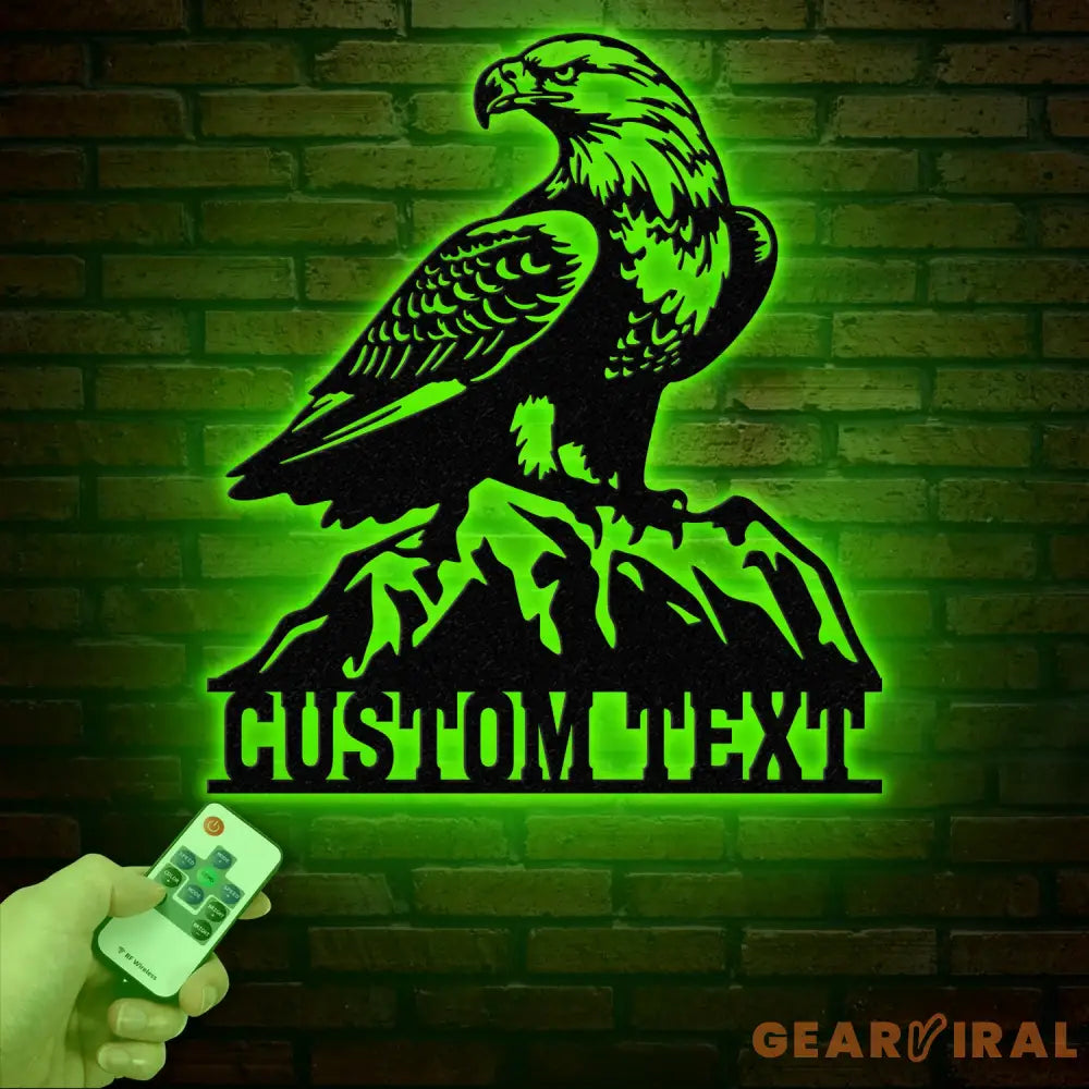 Custom Eagle Metal Wall Art with Lights Personalized American Eagle Sign Patriotic Wall Decor Living Room Decor Unique