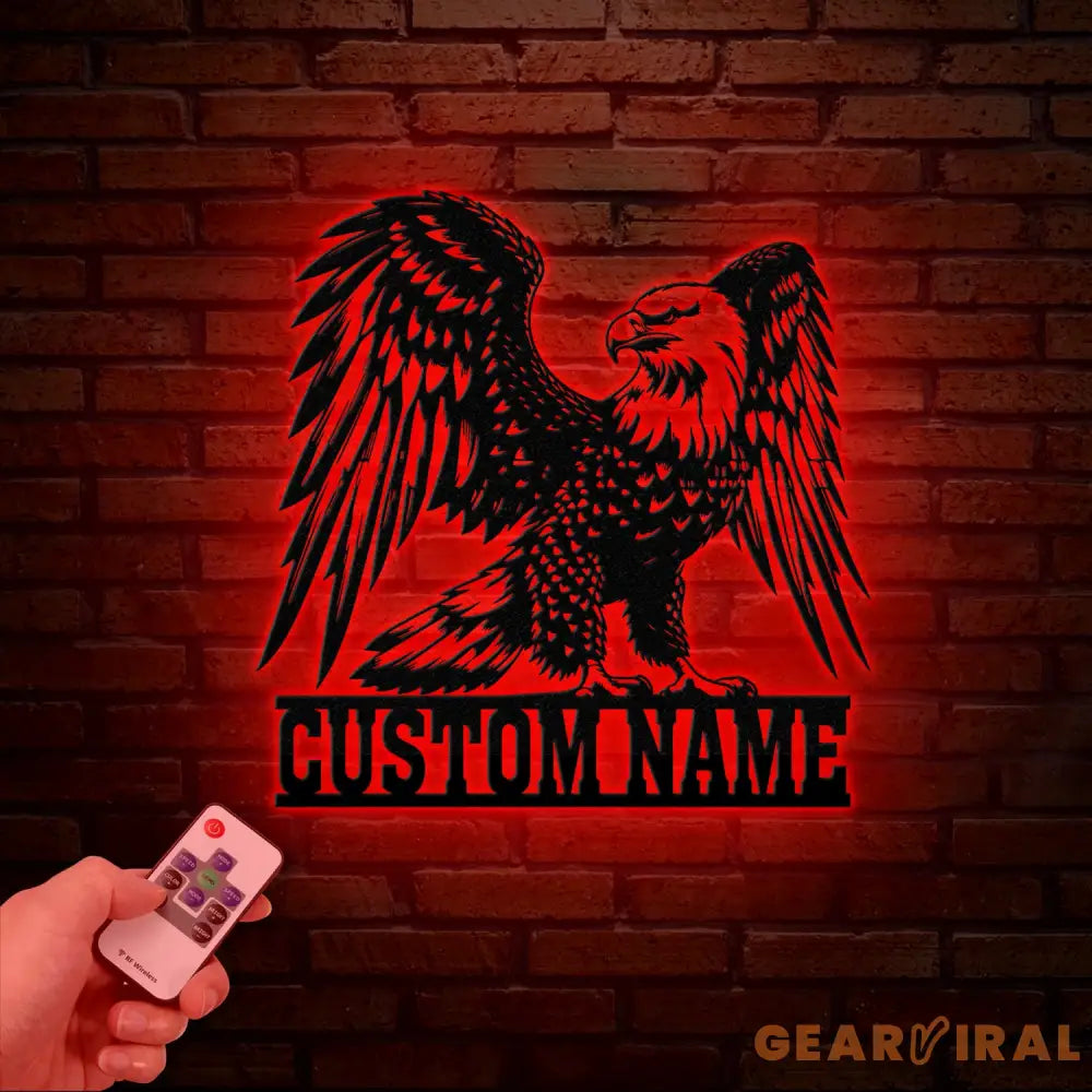 Custom Eagle Metal Wall Art with Lights Personalized American Eagle Sign Patriotic Wall Decor Living Room Decor Unique