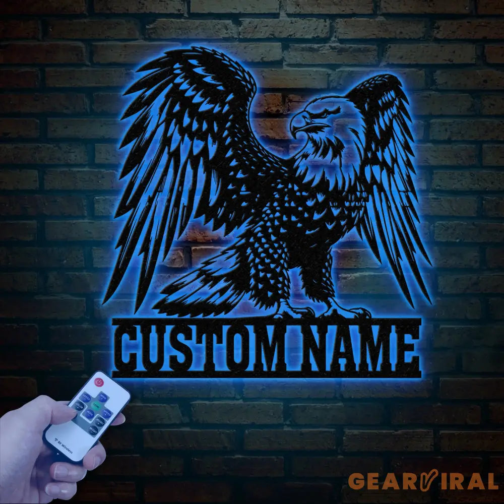 Custom Eagle Metal Wall Art with Lights Personalized American Eagle Sign Patriotic Wall Decor Living Room Decor Unique
