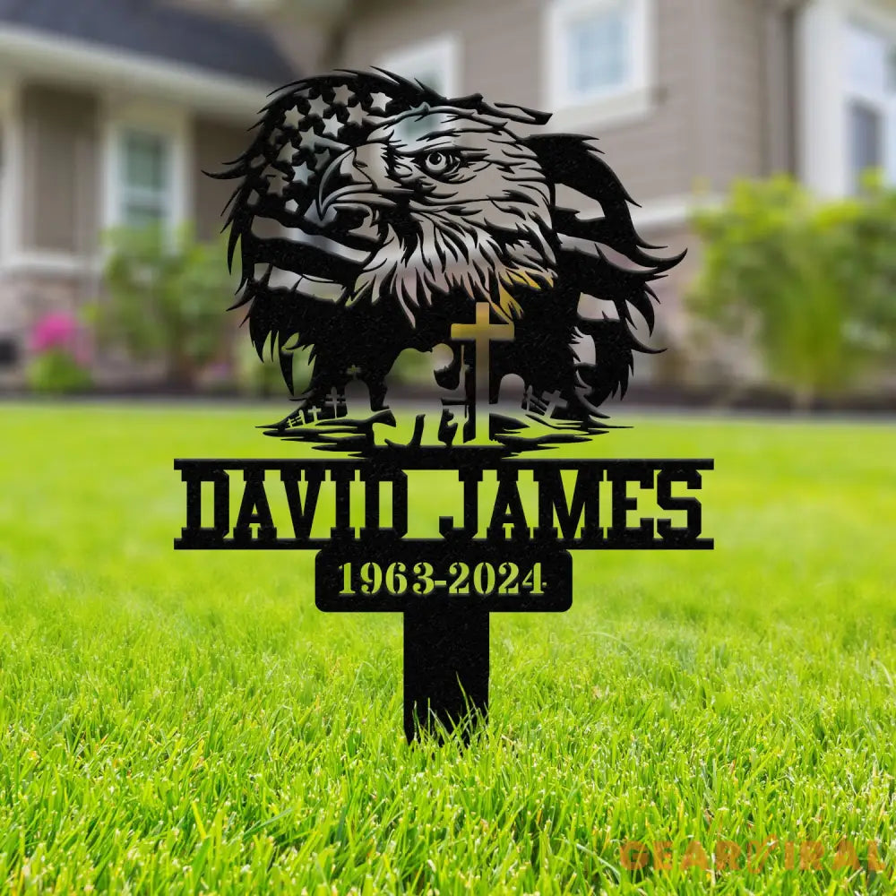 Custom Eagle Veteran Memorial Stake Metal Stake Outdoor Decor In Loving Memory Outdoor Stake Sympathy Sign Veteran