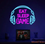 Custom Eat Sleep Game Neon Sign Game Headphone Led Light Game Zone Neon Sign Gaming Neon Light Gamer Room Art