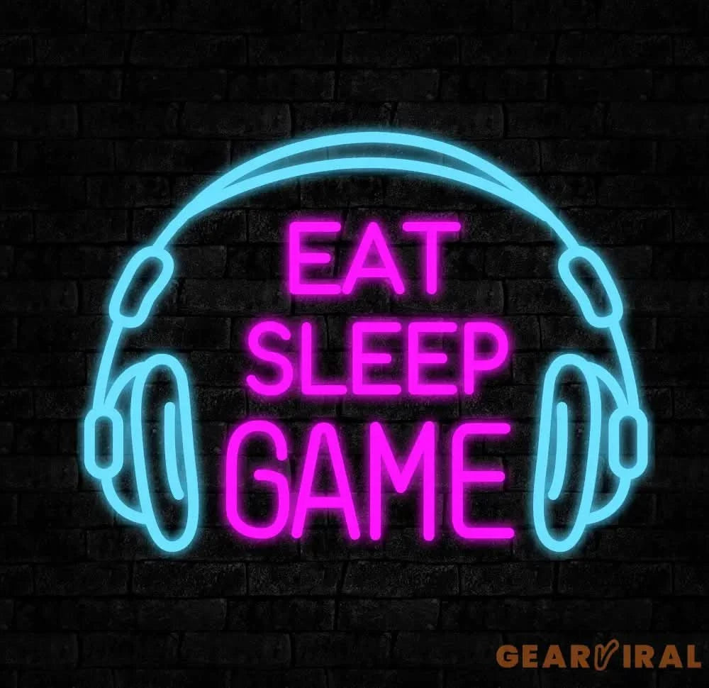 Custom Eat Sleep Game Neon Sign Game Headphone Led Light Game Zone Neon Sign Gaming Neon Light Gamer Room Art
