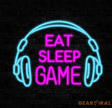 Custom Eat Sleep Game Neon Sign Game Headphone Led Light Game Zone Neon Sign Gaming Neon Light Gamer Room Art