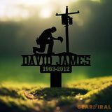Custom Electrician Lineman with Cross Memorial Stake Lineman Memorial Sign Sympathy Sign Grave Marker Remembrance Stake