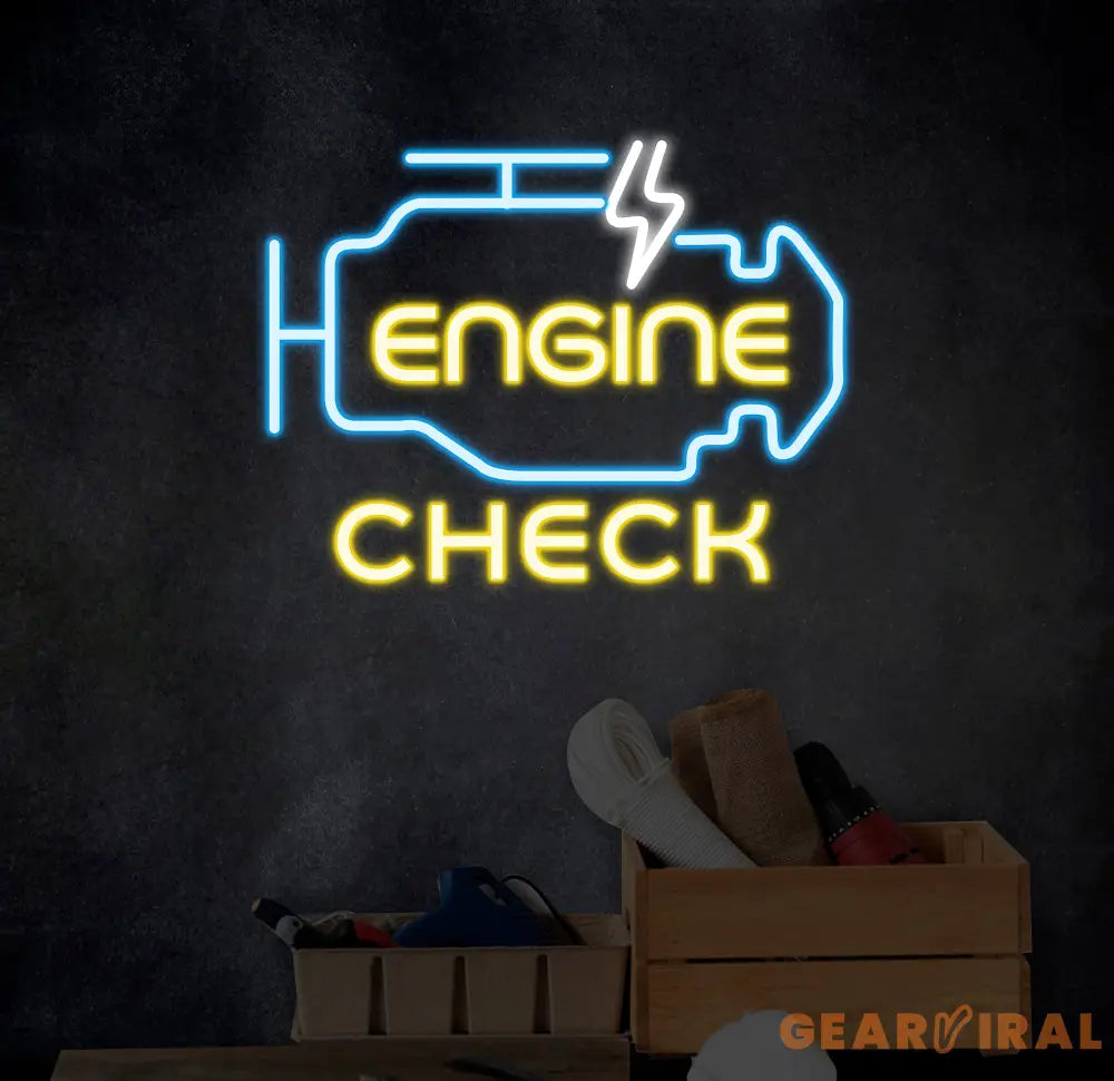 Custom Engine Check Neon Garage Sign UV Neon Sign Garage Sign Custom Neon Sign Birthday Gift For Dad Workshop Sign