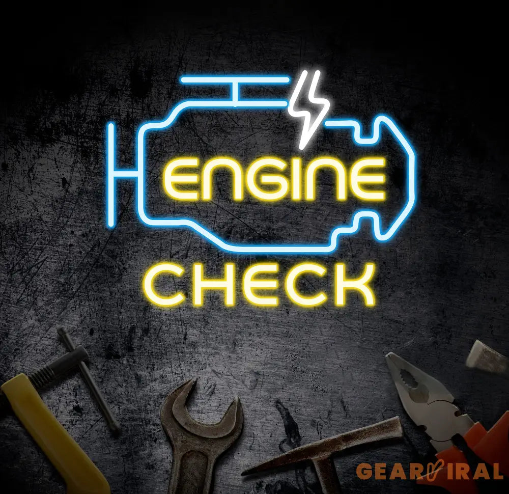 Custom Engine Check Neon Garage Sign UV Neon Sign Garage Sign Custom Neon Sign Birthday Gift For Dad Workshop Sign