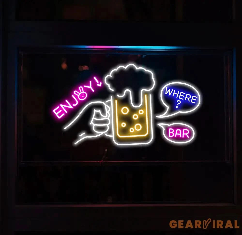 Custom Enjoy Neon Beer Bar Sign Personalized Bar Club Neon Signs Neon Sign Home Bar Decor Bar Decoration Neon Lights