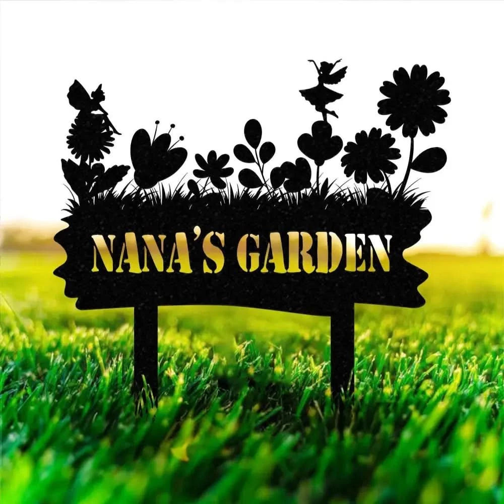 Custom Fairy Garden Sign,Metal Fairy Garden Stake,Personalized Garden Sign,Sign for Flower Beds,Outdoor Yard Decor