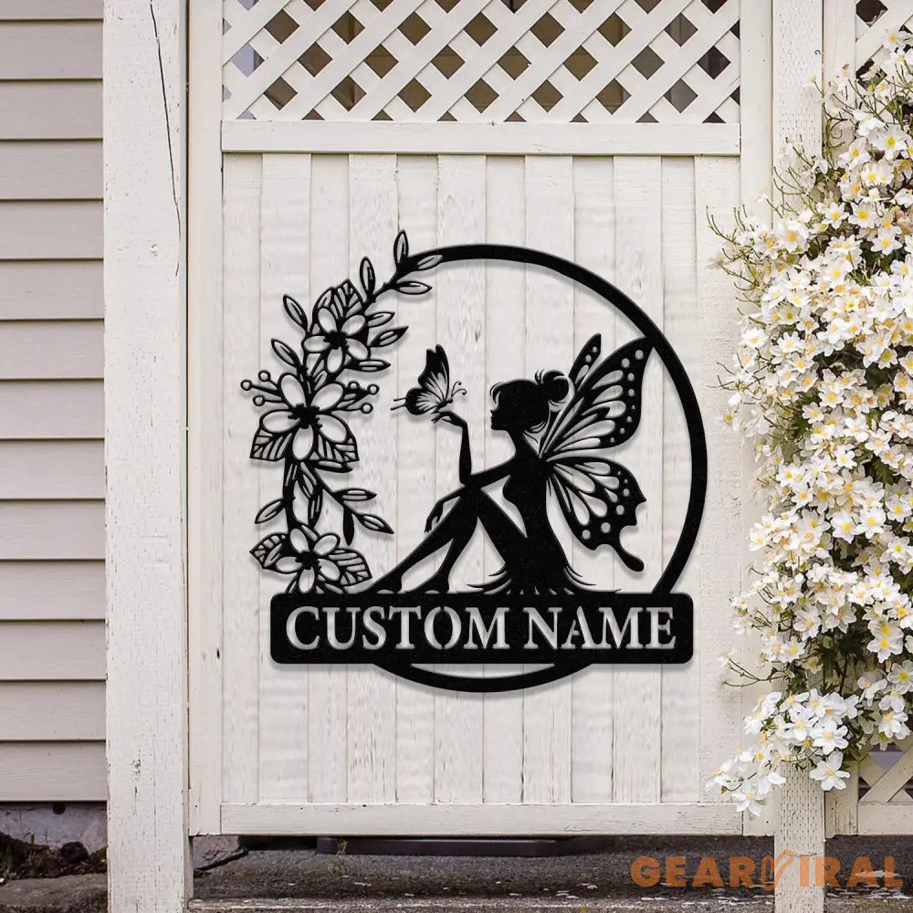 Custom Fairy Metal Garden Sign Flower Garden Sign Fairy Garden Decor Outdoor Garden Yard Decor Metal Fairy Garden Art