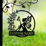 Custom Fairy Metal Garden Sign Flower Garden Sign Fairy Garden Decor Outdoor Garden Yard Decor Metal Fairy Garden Art