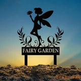 Custom Fairy Metal Garden Sign Flower Garden Sign Fairy Garden Stake Outdoor Garden Yard Decor Metal Fairy Garden Art