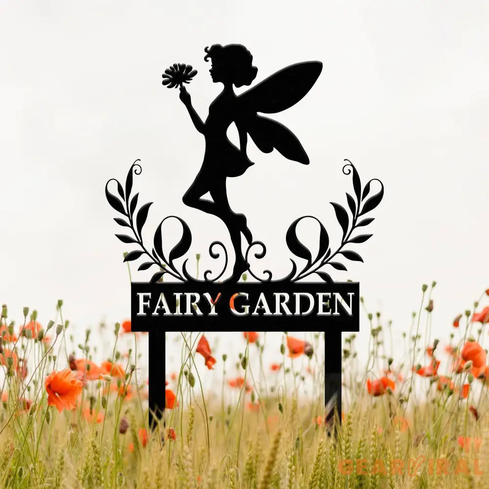 Custom Fairy Metal Garden Sign Flower Garden Sign Fairy Garden Stake Outdoor Garden Yard Decor Metal Fairy Garden Art