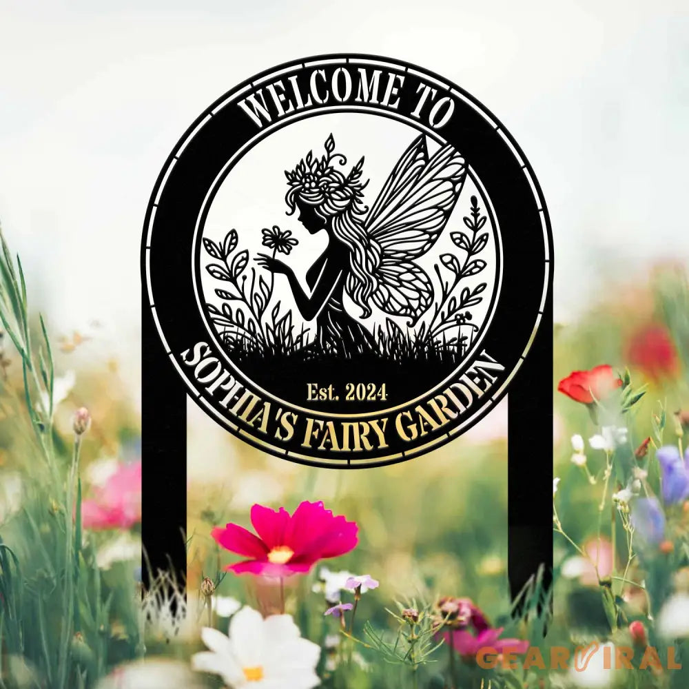 Custom Fairy Metal Garden Sign Flower Garden Sign Fairy Garden Stake Outdoor Garden Yard Decor Metal Fairy Garden Art