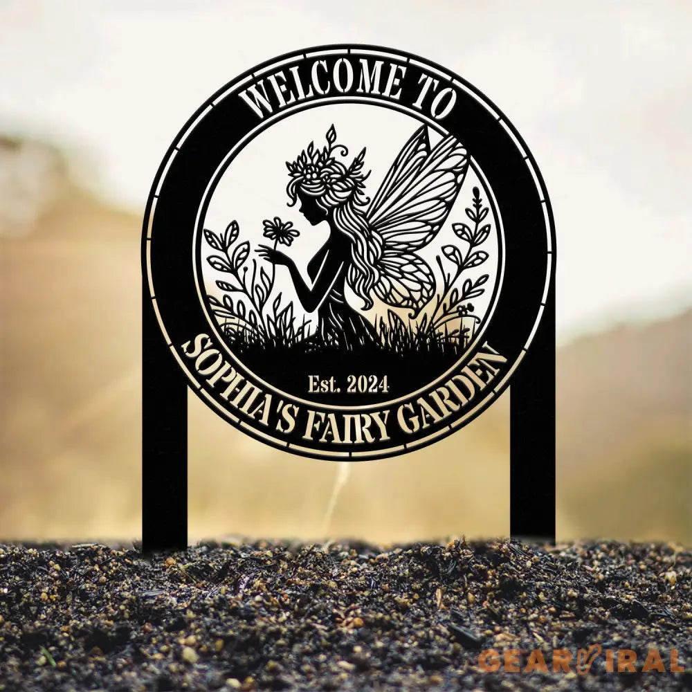 Custom Fairy Metal Garden Sign Flower Garden Sign Fairy Garden Stake Outdoor Garden Yard Decor Metal Fairy Garden Art