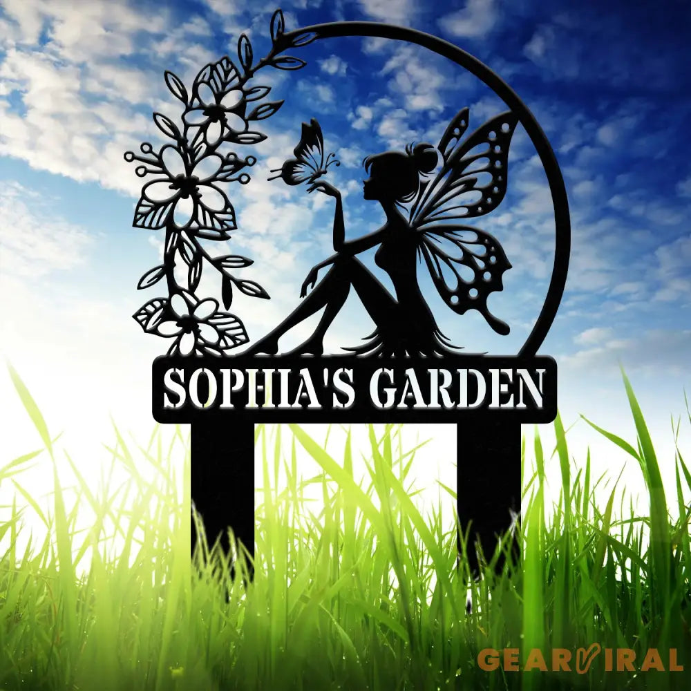 Custom Fairy Metal Garden Sign Flower Garden Sign Fairy Garden Stake Outdoor Garden Yard Decor Metal Fairy Garden Art