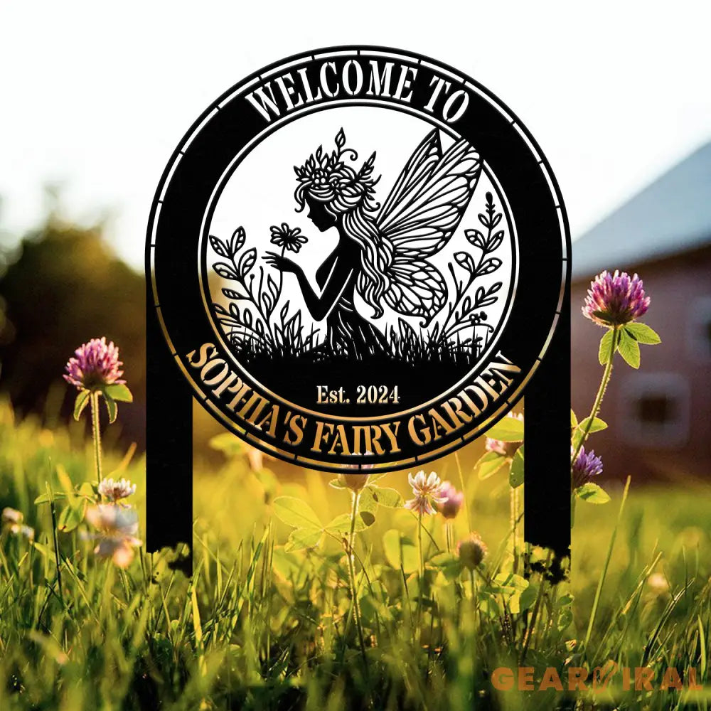 Custom Fairy Metal Garden Sign Flower Garden Sign Fairy Garden Stake Outdoor Garden Yard Decor Metal Fairy Garden Art