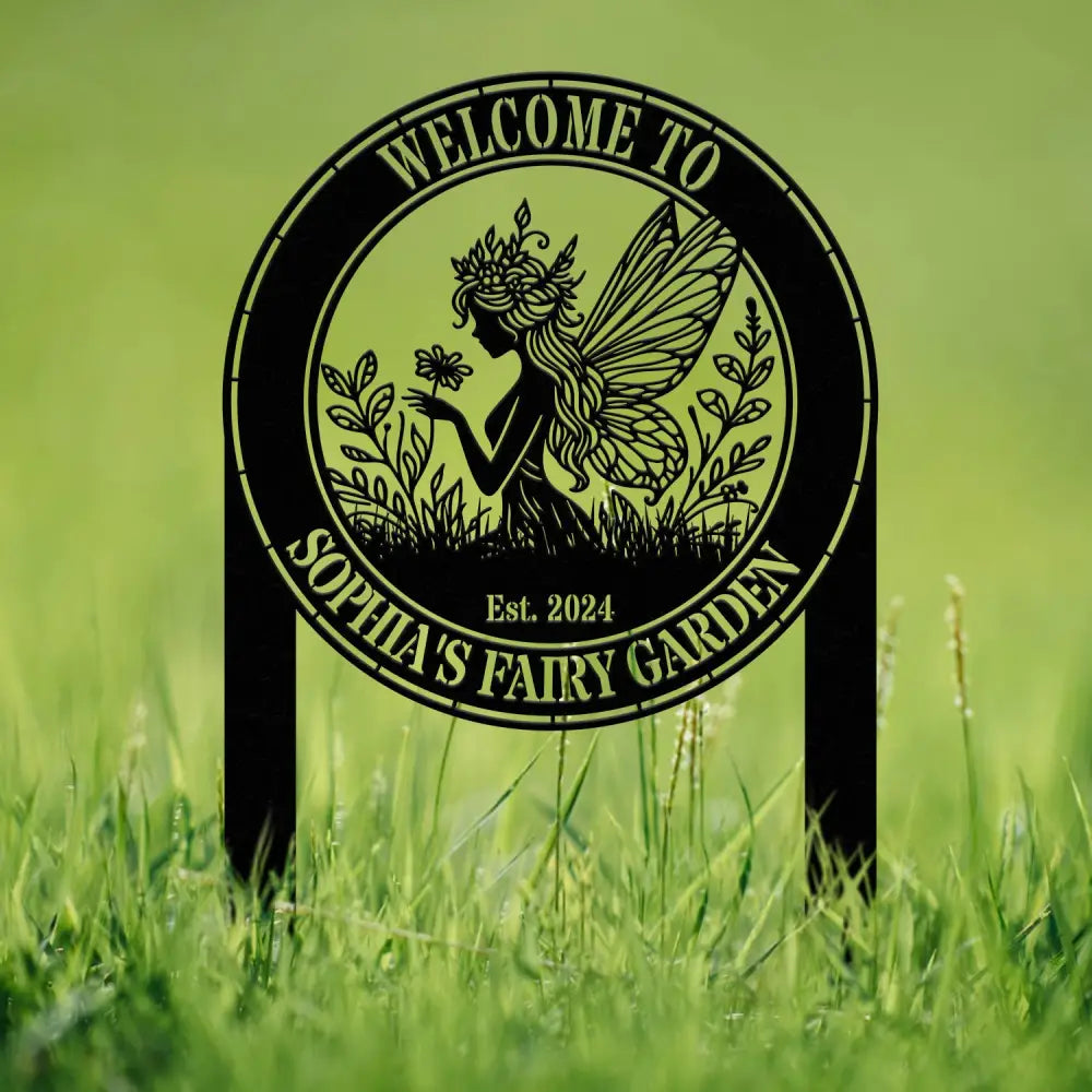 Custom Fairy Metal Garden Sign Flower Garden Sign Fairy Garden Stake Outdoor Garden Yard Decor Metal Fairy Garden Art