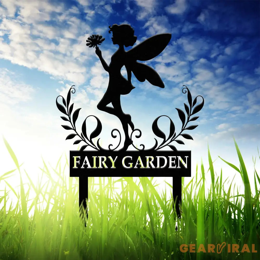 Custom Fairy Metal Garden Sign Flower Garden Sign Fairy Garden Stake Outdoor Garden Yard Decor Metal Fairy Garden Art