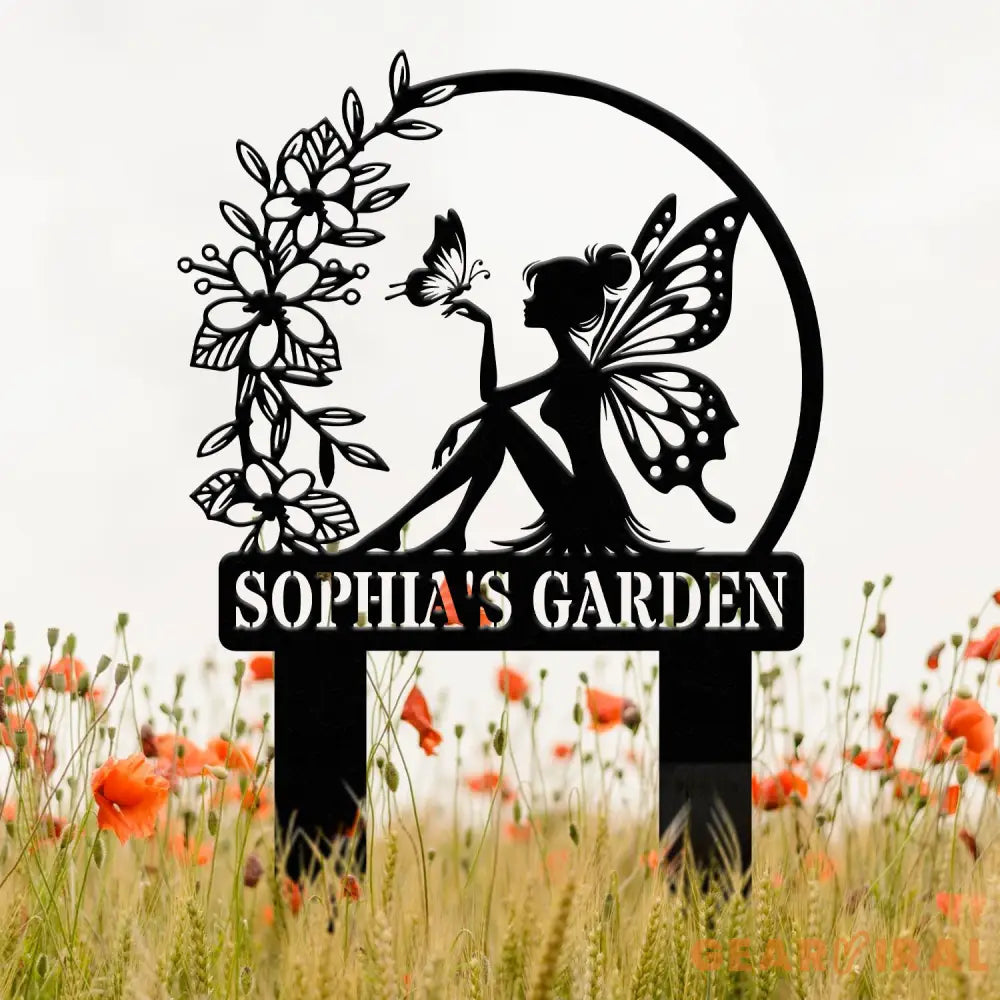 Custom Fairy Metal Garden Sign Flower Garden Sign Fairy Garden Stake Outdoor Garden Yard Decor Metal Fairy Garden Art