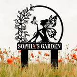 Custom Fairy Metal Garden Sign Flower Garden Sign Fairy Garden Stake Outdoor Garden Yard Decor Metal Fairy Garden Art
