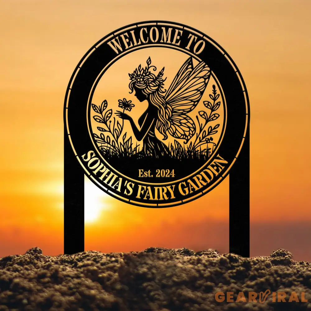 Custom Fairy Metal Garden Sign Flower Garden Sign Fairy Garden Stake Outdoor Garden Yard Decor Metal Fairy Garden Art