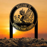 Custom Fairy Metal Garden Sign Flower Garden Sign Fairy Garden Stake Outdoor Garden Yard Decor Metal Fairy Garden Art