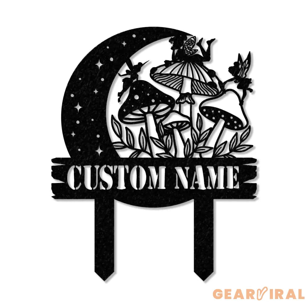 Custom Fairy Mushroom Garden Stake Metal Fairy Garden Sign,Personalized Garden Stake Metal Sign Yard Decor Garden Metal