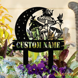 Custom Fairy Mushroom Garden Stake Metal Fairy Garden Sign,Personalized Garden Stake Metal Sign Yard Decor Garden Metal