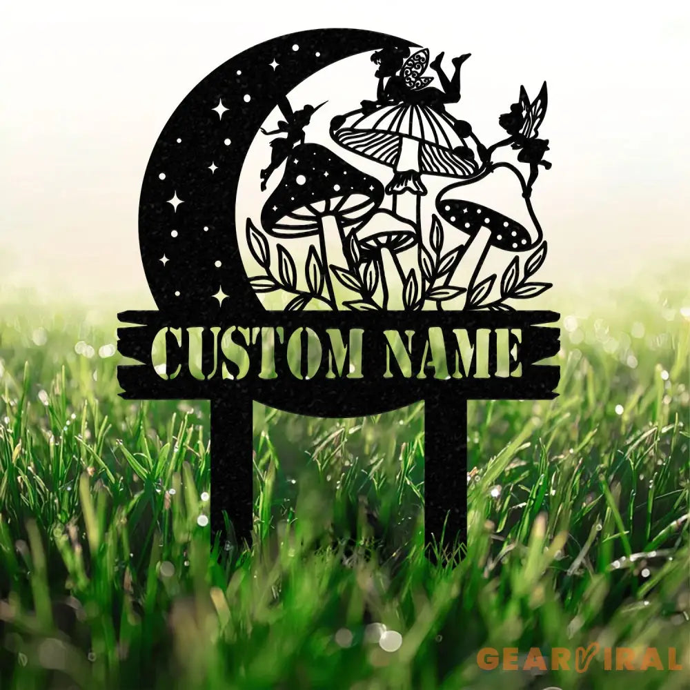Custom Fairy Mushroom Garden Stake Metal Fairy Garden Sign,Personalized Garden Stake Metal Sign Yard Decor Garden Metal