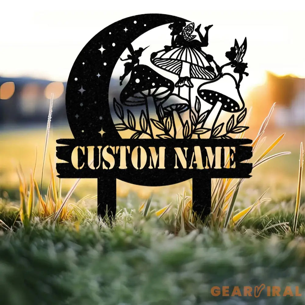 Custom Fairy Mushroom Garden Stake Metal Fairy Garden Sign,Personalized Garden Stake Metal Sign Yard Decor Garden Metal