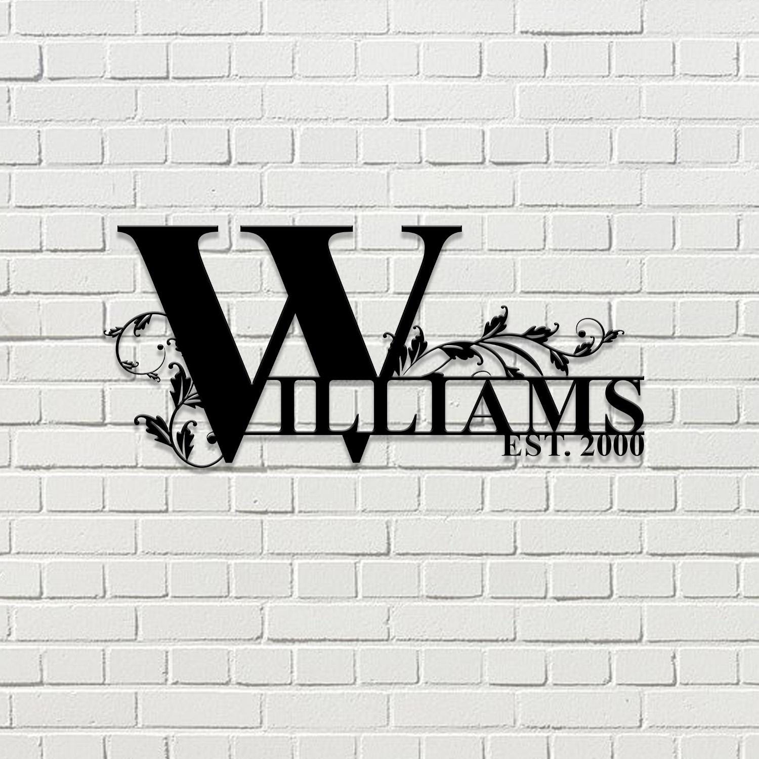 Custom Family Metal Name Sign, Personalized Split Letter Last Name Established Sign, Outdoor Door Hanger, Housewarming Monogram Wedding Gift