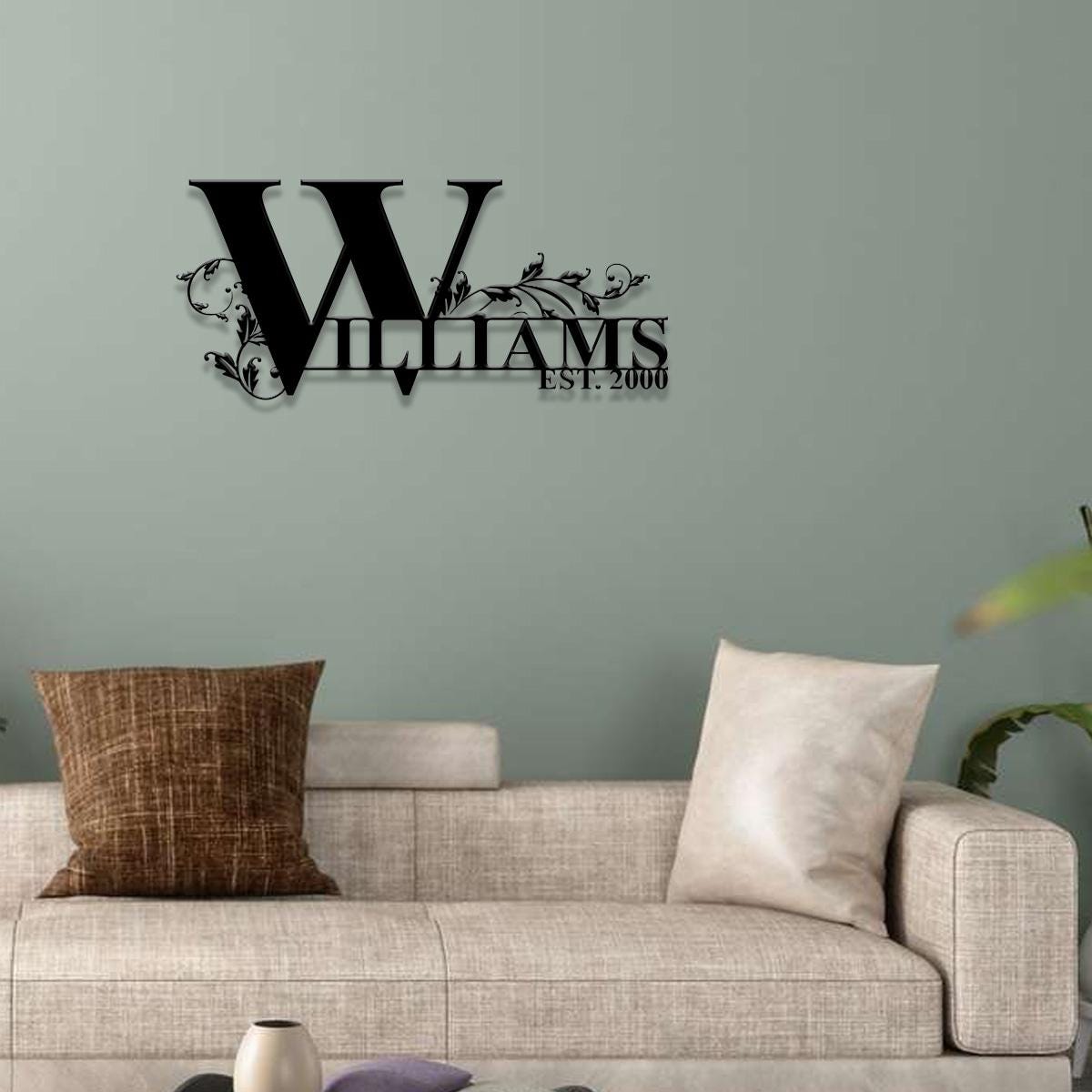 Custom Family Metal Name Sign, Personalized Split Letter Last Name Established Sign, Outdoor Door Hanger, Housewarming Monogram Wedding Gift