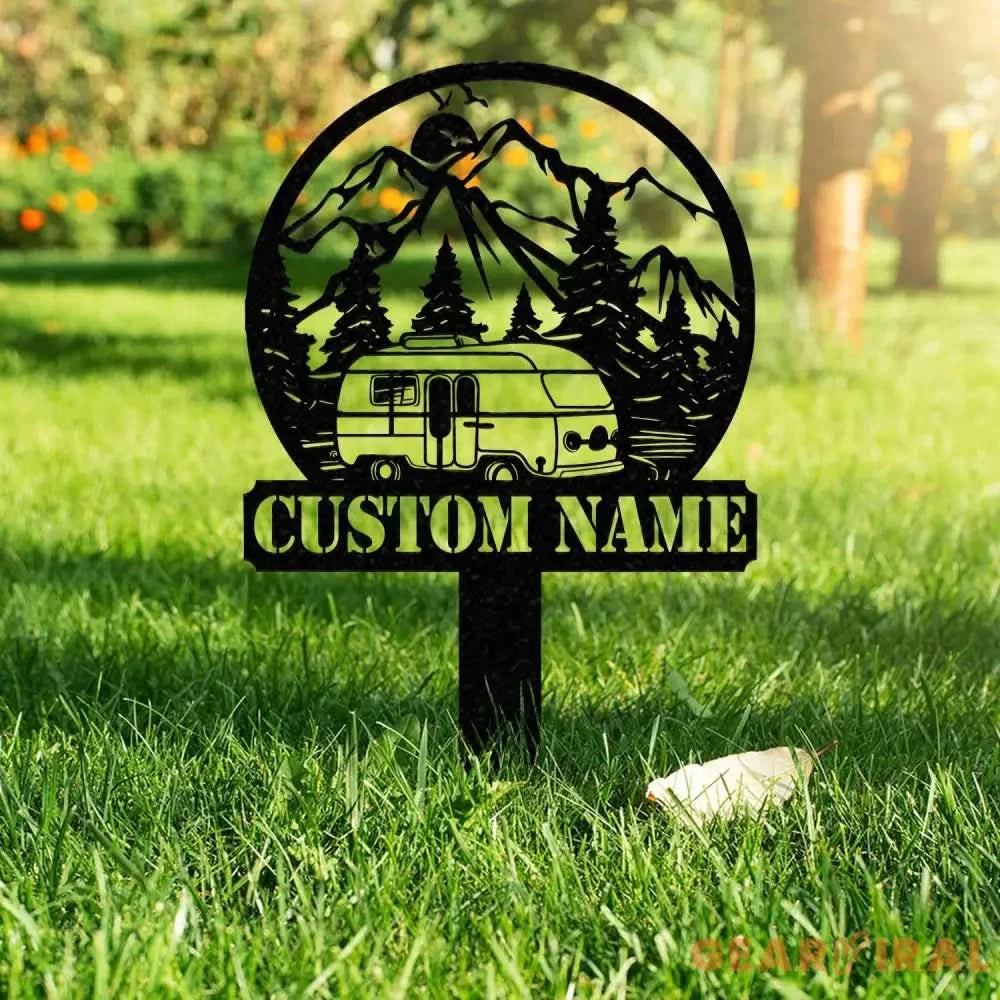 Custom Family Name Campers Metal Yard Sign with Led Lights Camping Car Trailer Stake Campsite Decor RV Decor Camping