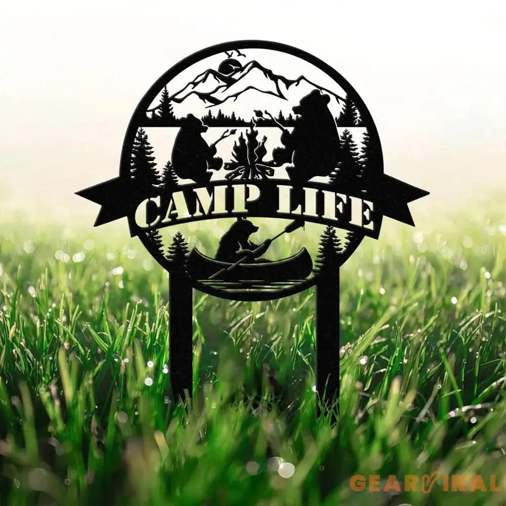 Custom Family Name Campers Metal Yard Sign with Led Lights Camping Car Trailer Stake Campsite Decor RV Decor Camping