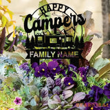 Custom Family Name Campers Metal Yard Sign with Led Lights Camping Car Trailer Stake Campsite Decor RV Decor Camping