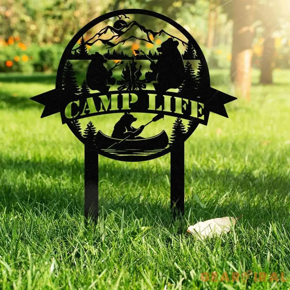 Custom Family Name Campers Metal Yard Sign with Led Lights Camping Car Trailer Stake Campsite Decor RV Decor Camping