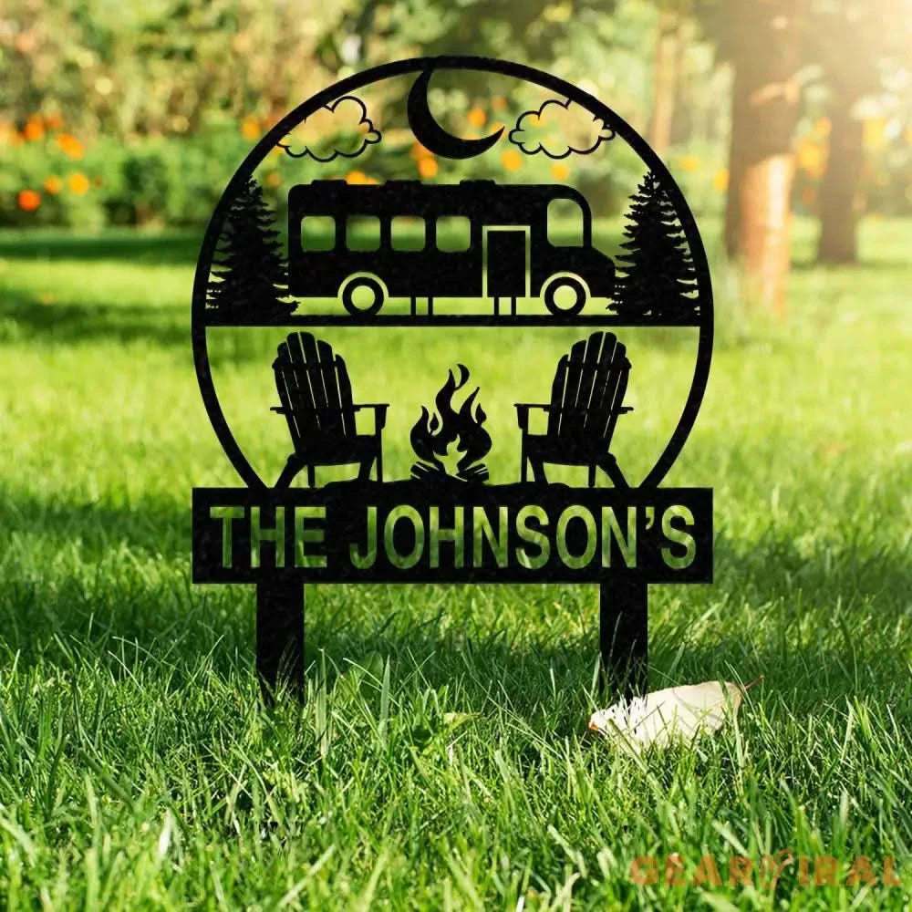 Custom Family Name Campers Metal Yard Sign with Led Lights Camping Car Trailer Stake Campsite Decor RV Decor Camping