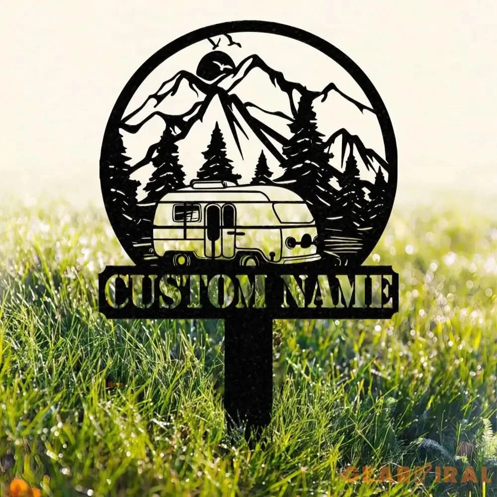 Custom Family Name Campers Metal Yard Sign with Led Lights Camping Car Trailer Stake Campsite Decor RV Decor Camping