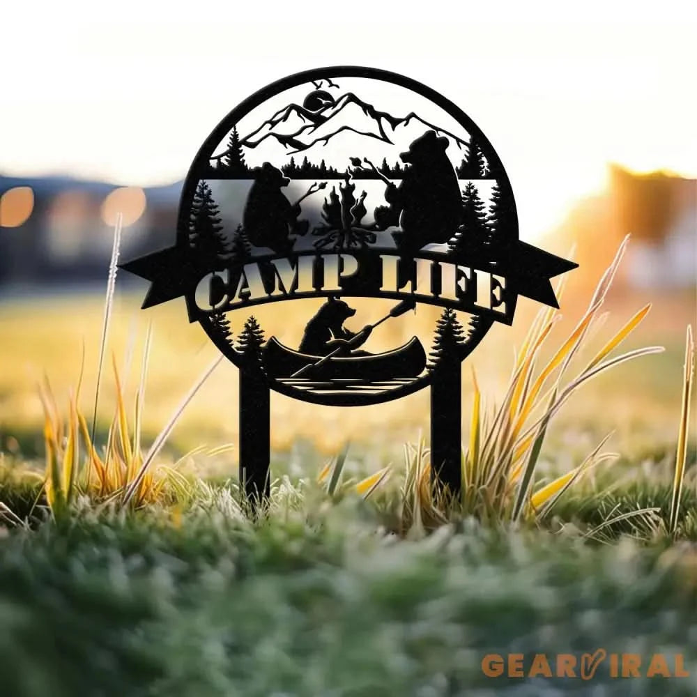 Custom Family Name Campers Metal Yard Sign with Led Lights Camping Car Trailer Stake Campsite Decor RV Decor Camping