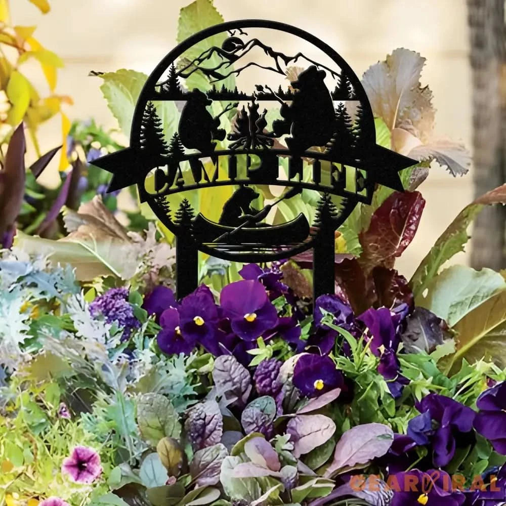 Custom Family Name Campers Metal Yard Sign with Led Lights Camping Car Trailer Stake Campsite Decor RV Decor Camping