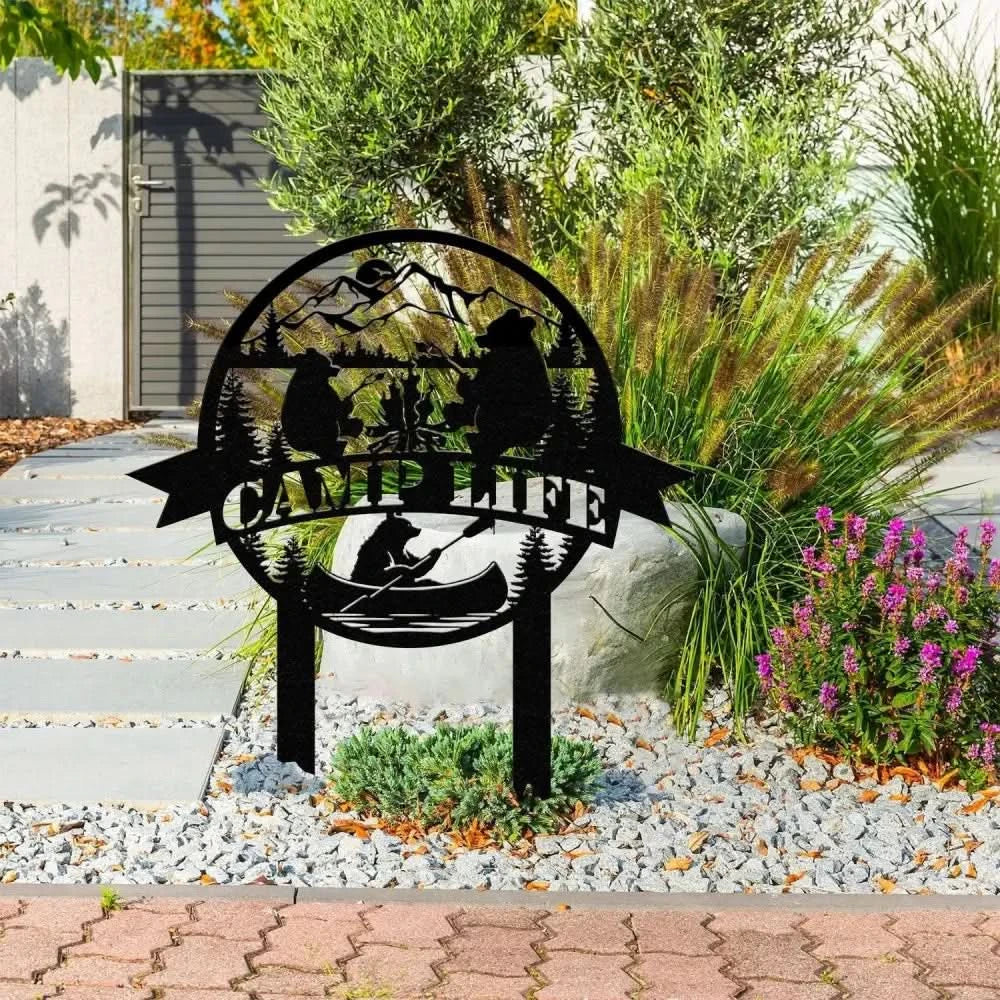 Custom Family Name Campers Metal Yard Sign with Led Lights Camping Car Trailer Stake Campsite Decor RV Decor Camping